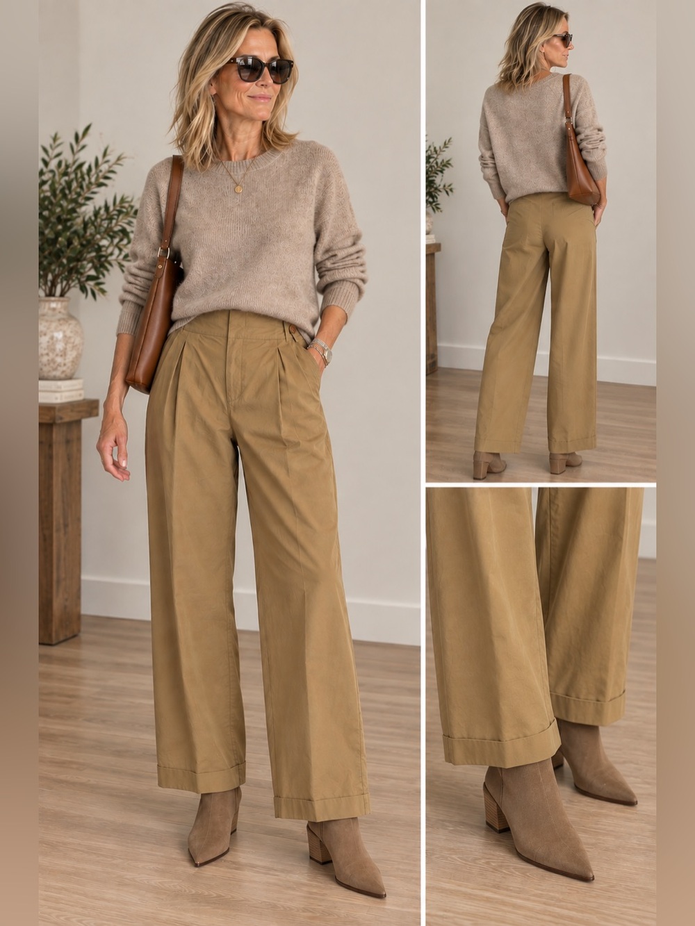 American Eagle Size 6 Wide Leg Lightweight Khaki Pull-On Pants Stretch